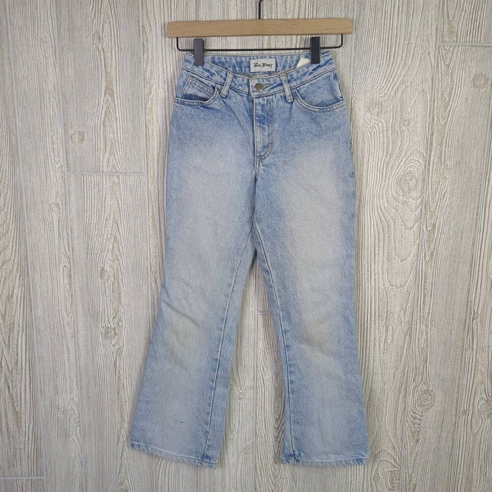 Paris Blues Girls Size 12 Wide Flare Leg Denim Jeans Blue Light Wash 100% Cotton